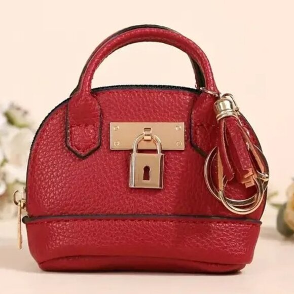 Handbags - Cute Mini Faux Leather Coin Purse Bag Keychain for money/lipstick/earpods